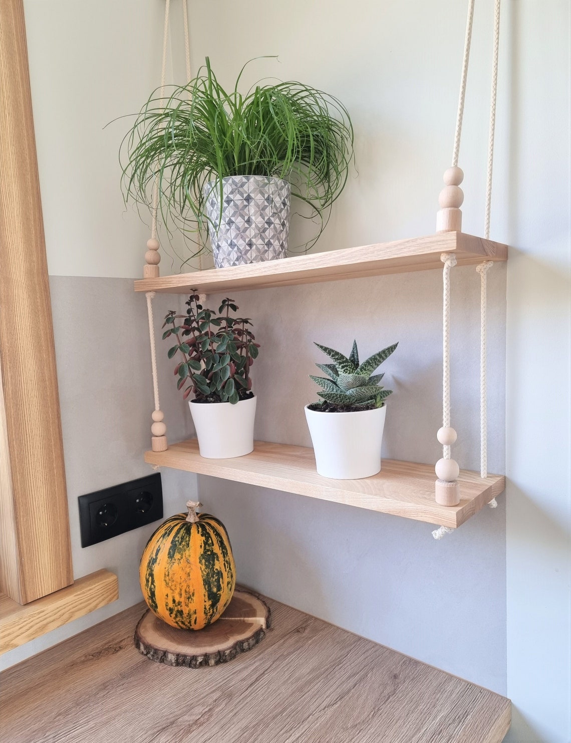 Hanging Plant Shelf Rope Wall Shelves Tiered Wall Shelf Hanging Wall Shelves Tiered Planter Window Shelf Tiered Floating Shelf