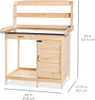 Outdoor Garden Wooden Potting Bench Work Station w/Metal Table Top, Cabinet, Sliding Drawer, and Large Bottom Shelf, Natural