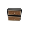 Black Wood& Rattan Small Cabinet