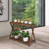 Wood Plant Stand Indoor Outdoor 2 Tiers Flower Stand Corner Stepped Planter Shelf Rack Flowerpot Holder for Plant Display in Pat