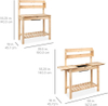 Outdoor Mobile Garden Potting Bench, Wood Workstation Table w/Sliding Tabletop, Food Grade Dry Sink, Storage Shelves - Natural