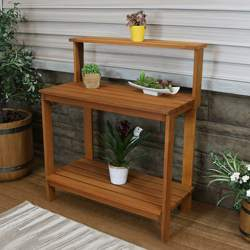 Wooden Outdoor Potted Bench Terrace Garden Station Table Potting Table Wooden Garden Bench For Porches Greenhouses Backyards
